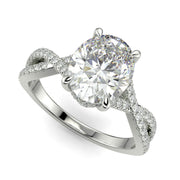Rosalee Oval Cut Pave Split Shank Twist Claw Set Engagement Ring Setting - Nivetta